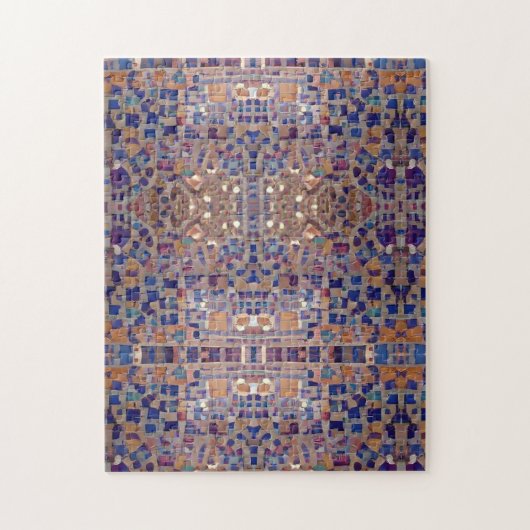 Marokkaans mozaïekgeïnspireerd design blauw beige legpuzzel (Verticaal)