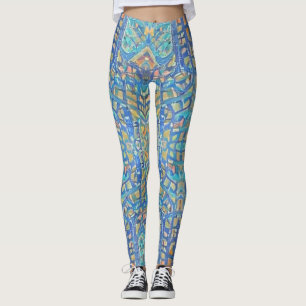 Marokkaans mozaïekgoud met meerkleurige turkooizen leggings
