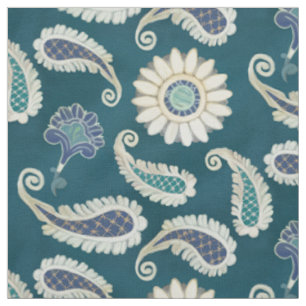 Marokkaans Paisley Floral Art Pattern Peacock Blue Stof