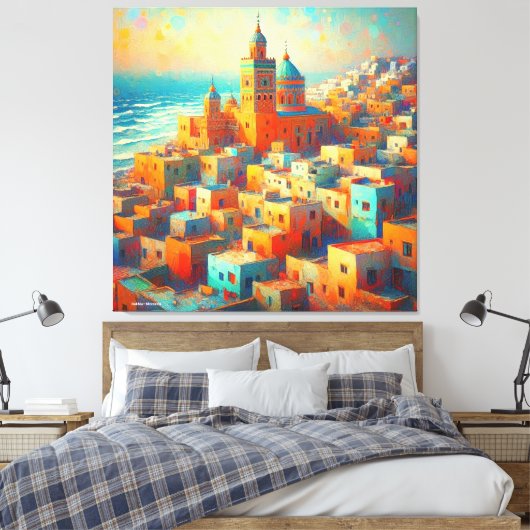 Marokkaans paradijs bij het Zee-Dakhl Canvas Afdruk (Insitu (Slaapkamer))