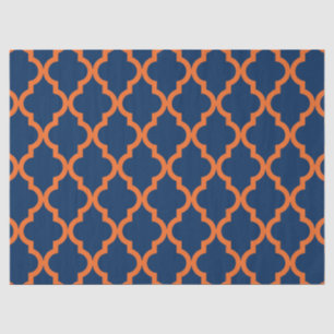 Marokkaans patroon - Navy Blue en Oranje Tissuepapier