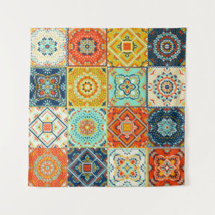 Marokkaans patroon van mozaïekillustraties wandkleed