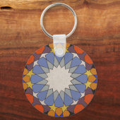 Marokkaans Patroonblauw Oranje Sleutelhanger (Voorkant)