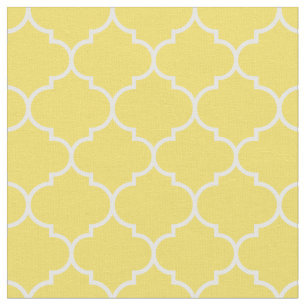 Marokkaans Quatrefoil Buttercup Yellow & White Stof