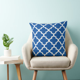 Marokkaans Quatrefoil Patroon Koningsblauwen Kussen
