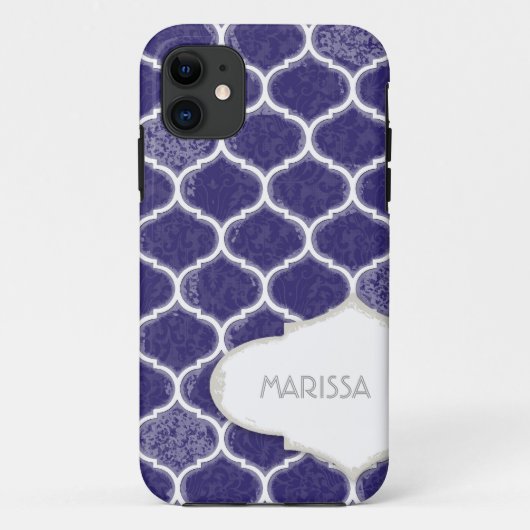 Marokkaans Quatrefoil Trellis Antiek Grunged Damas Case-Mate iPhone Case (Achterkant)