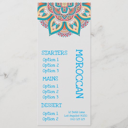 Marokkaans restaurant diner menu (Voorkant)