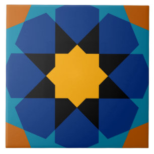 Marokkaans Spaans Geometric Star Pattern Blue Brow Tegeltje