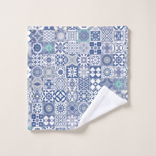 Marokkaans tegelpastelblauw bad handdoek (Wasdoekje)