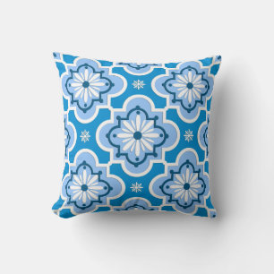 Marokkaans tegelpatroon - blauw en wit kussen