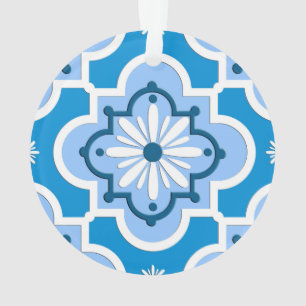 Marokkaans tegelpatroon - blauw en wit ornament