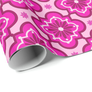 Marokkaans tegelpatroon - Fuchsia Pink Cadeaupapier