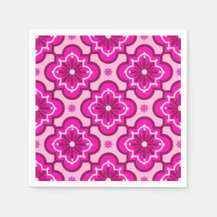 Marokkaans tegelpatroon - Fuchsia Pink Servet
