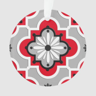 Marokkaans tegelpatroon - grijs en rood ornament