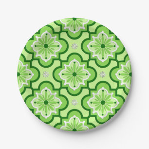 Marokkaans tegelpatroon - Lime Green Papieren Bordje