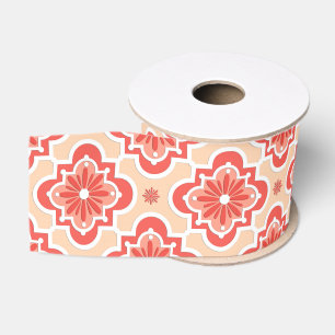 Marokkaans tegelpatroon - Shades van koraal Sinaas Grosgrain Lint