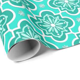 Marokkaans tegelpatroon - Turquoise en Aqua Cadeaupapier