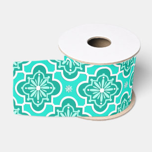 Marokkaans tegelpatroon - Turquoise en Aqua Grosgrain Lint
