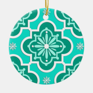 Marokkaans tegelpatroon - Turquoise en Aqua Keramisch Ornament