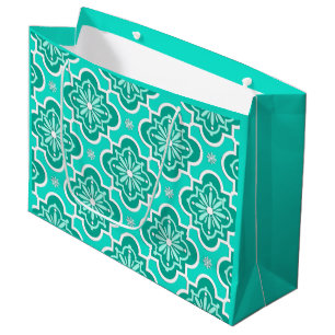 Marokkaans tegelpatroon - Turquoise en Aqua Large Cadeauzakje