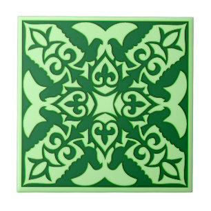 Marokkaans Tile Pattern, Dark Emerald Green Tegeltje