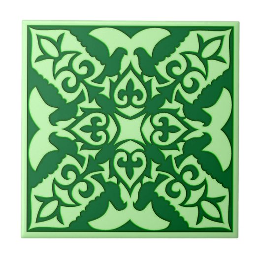 Marokkaans Tile Pattern, Dark Emerald Green Tegeltje (Voorkant)