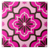 Marokkaans Tile Pattern, Fuchsia Pink en Black Tegeltje (Voorkant)