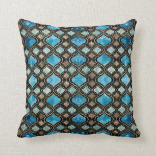 Marokkaans traliewerk Blauwe Kristal Textures Kussen