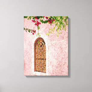 Marokkaans vensterroze canvas afdruk