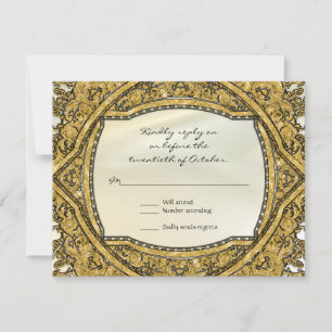 Marokkaans zwembad Gold Glitter Elegant Wedding RSVP Kaartje