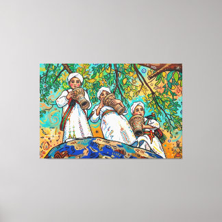 Marokkaanse Ahwash Amazigh Folk Art Canvas Afdruk
