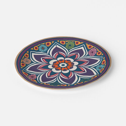 Marokkaanse Andalusische mozaïek bloemenmozaïek Papieren Bordje (Gekanteld)