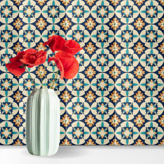 Marokkaanse blauw-gele print Pattern Tegel Tegeltje