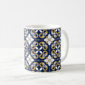 Marokkaanse blauwe goudgeometrische decoratieve te koffiemok (Voorkant rechts)
