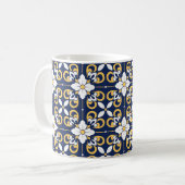 Marokkaanse blauwe goudgeometrische decoratieve te koffiemok (Voorkant links)