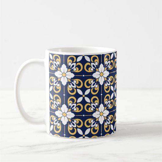 Marokkaanse blauwe goudgeometrische decoratieve te koffiemok (Links)