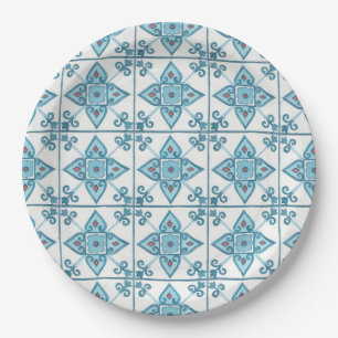 Marokkaanse blauwe Tegel Motif Papieren Bordje
