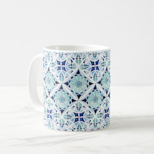 Marokkaanse blauwe tegelpatroon waterverf koffiemok