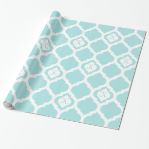 Marokkaanse blauwgroen en witte het monogramomslag cadeaupapier