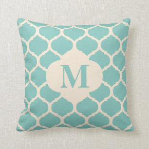 Marokkaanse Blauwgroen Monogram Pillow Kussen