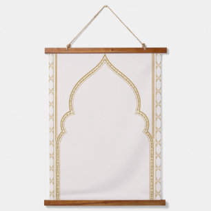 Marokkaanse boog wandtapijt, neutrale beige kleur hangend wandkleed