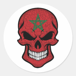 Marokkaanse glimlende schedelvlag ronde sticker