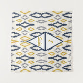 Marokkaanse Ikat Blue Yellow White, gepersonalisee Wandkleed (Voorkant (horizontaal))