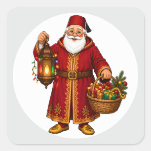 Marokkaanse Kerstman met Lantaarn Ornament Vierkante Sticker