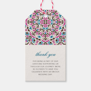 Marokkaanse lattice geometrische mandala bruiloft cadeaulabel