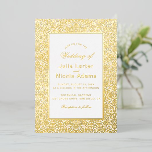 Marokkaanse lattice geometrische mandala bruiloft folie uitnodiging (Staand Voorkant)