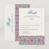 Marokkaanse lattice geometrische mandala bruiloft RSVP kaartje (Voorkant / Achterkant)