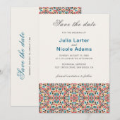 Marokkaanse lattice geometrische mandala bruiloft save the date (Voorkant / Achterkant)