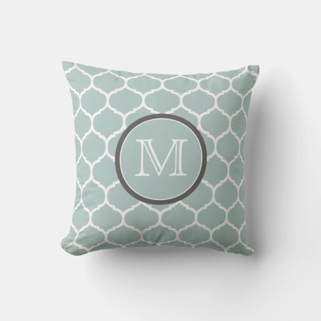 Marokkaanse Mint Monogram Pillow Kussen (Voorkant)