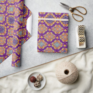 Marokkaanse mozaïek boho geometrisch goud bloemen cadeaupapier